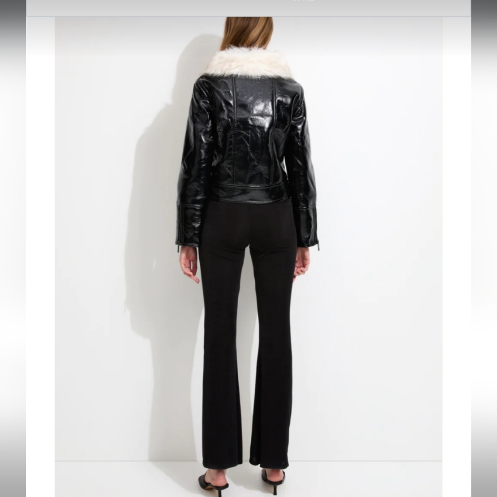 Unreal fur wet look aviator jacket - Picture 12 of 16